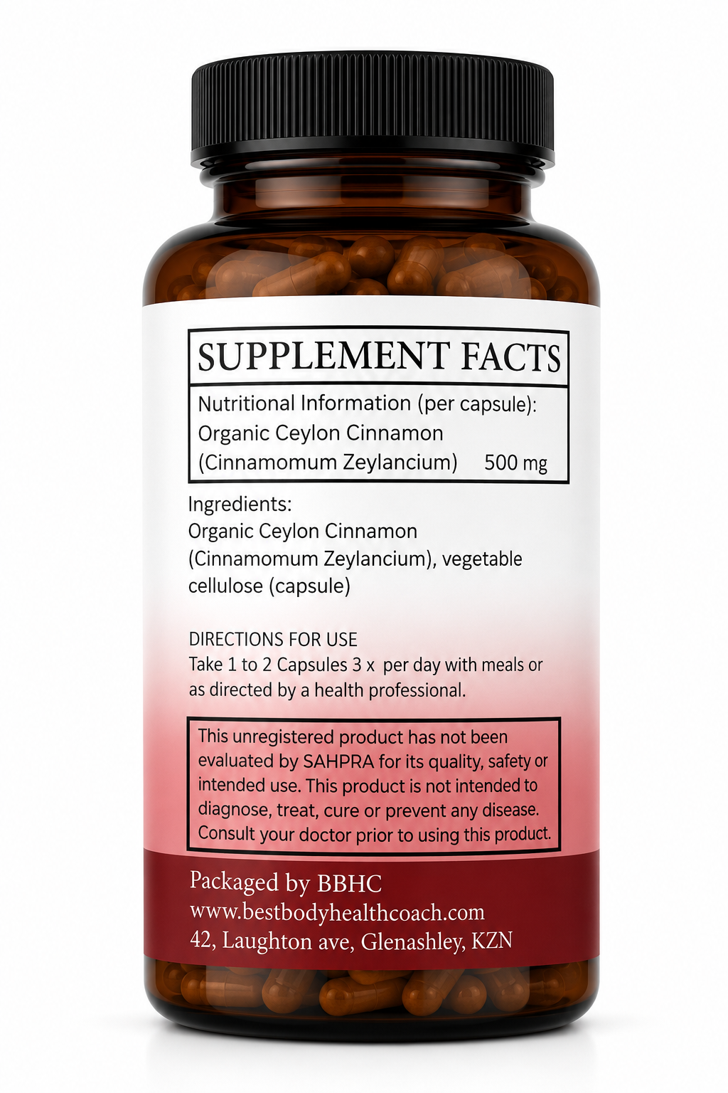 Ceylon Cinnamon Capsules – 90 caps (500mg) - Image 2